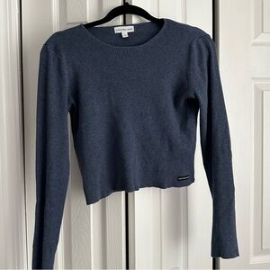 Calvin Klein Jeans Blue Ribbed Cropped Long Sleeve | Size: M